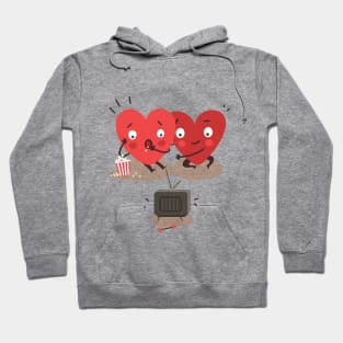 Two happy hearts watching TV together Hoodie